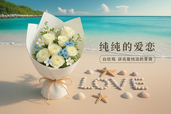 7枝白玫瑰花束 详情图 2