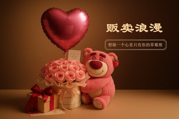 33枝粉玫瑰草莓趴趴熊 详情图 2
