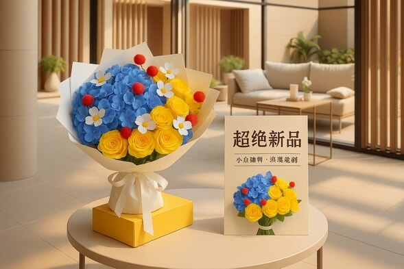 黄玫瑰绣球混搭花束 详情图 2